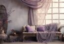 living room, architecture, vintage, lavender, window, interior, decoration, curtain, ai generated