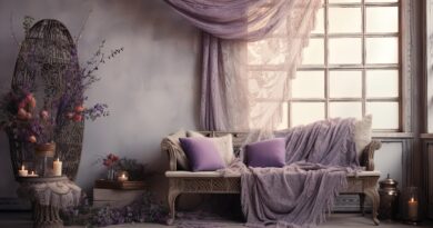 living room, architecture, vintage, lavender, window, interior, decoration, curtain, ai generated